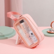 Women Men Cosmetic Bag PU Leather Waterproof Zipper Make Up Bag Travel Makeup Organizer