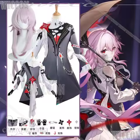 Evernight Cosplay Anime Game Honkai: Star Rail Costume Goth Lolita Pink Purple Jellyfish Wig Jirai K