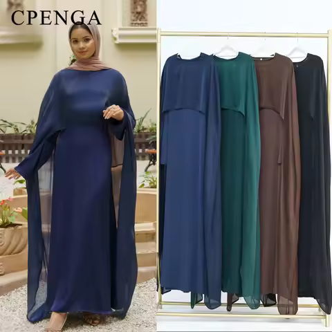 Ramadan 2 Piece Muslim Women Set Dubai Modest Abaya Islam Abayas Femme Elegant Arabic Clothing Fashi