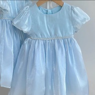 dress noni blue ala putri kerajaan gaun biru muda kombinasi putih mutiara korean style eropa style a