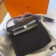 全新現貨Hermes Herbag Mini 20 烏木色銀扣