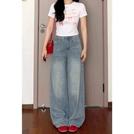 CO- Jeans Latest Korean Culottes Jeans High Waist Lightbiru--Baggy Jeans - baggy baggy