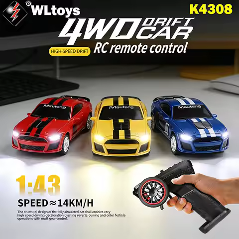 WLtoys K4308 1/43 RC Car,3.7V Lithium Battery, 2.4G Remote Control, 4WD Suspension & LED Lights Raci