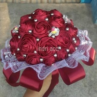 Buket Bunga Satin Wedding / Bunga Tangan Pengantin / Hand bucket /