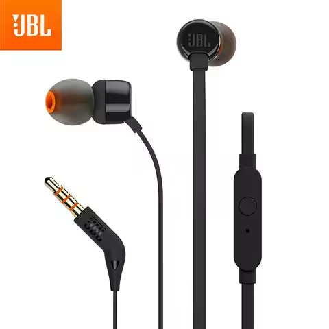 JBL T110 Wired In Ear Headphones With Mic 9mm Dynamic Driver Deep Bass Noise Isolating Soft Ear Tips