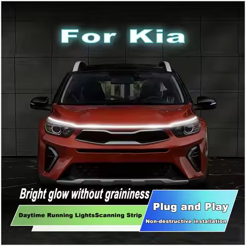 For Kia EV6 EV7 K4 K5 K6 SELTOS KX3 Newly upgrade LED Daytime Running Light Scan Starting Car Hood D