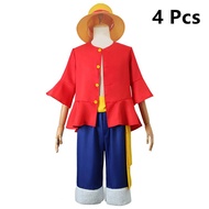 Anime Luffy Cosplay Costume Straw Hat Red Jacket Halloween Carnival Party Costumes For Men Women Adu