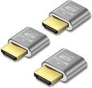 Wansurs [3 Pack] 4K HDMI Dummy Plug - Virtual Monitor Display Emulator, Headless Display Adapter Supports up to 3840x2160@60Hz, 1080@120Hz DVI EDID Emulator