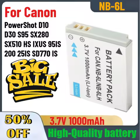 3.7V 1000mAh NB-6L NB6L Camera Battery For Canon PowerShot D10 D30 S95 SX280 SX510 HS IXUS 95IS 200 
