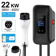 QCESEV EV Charger Station 7.6KW 11KW 22KW Electric Vehicle Car Charger EVSE Wallbox 1/3Phase Type2 I