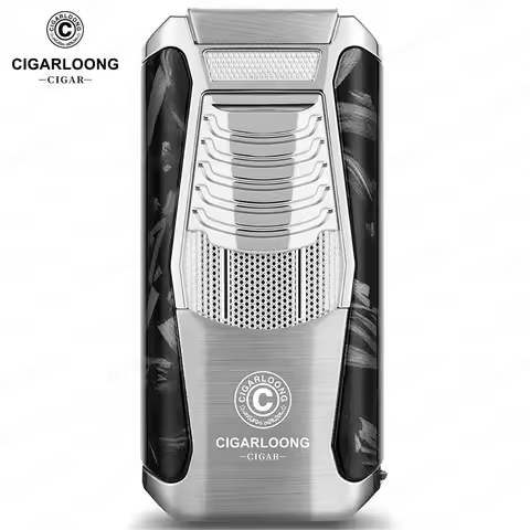 Cigar Lighter Metal Triple Fire Direct Fire with Cigar Cutter Cigar Drill Needle Cigar Holder Portab