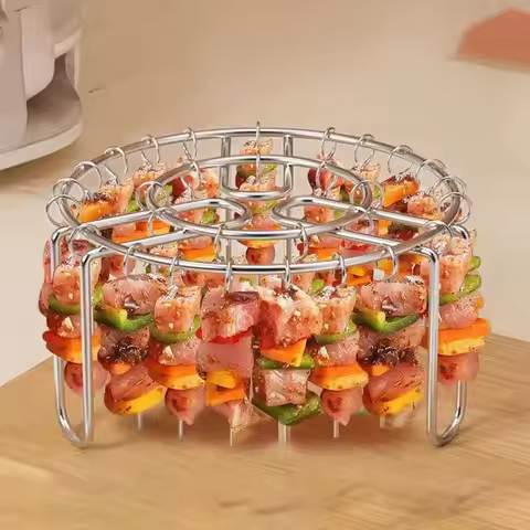 Stainless Steel Vertical Grill Rack Detachable String Grill Vertical Barbecue Skewer Bracket Skewer 