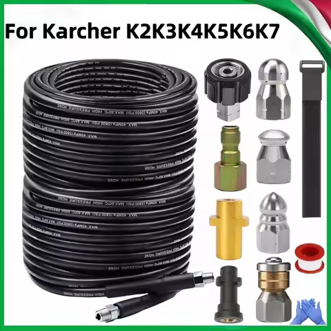 2M-35M Sewer Drainage Cleaning Hose Pipe Cleaning Kit Rotating Nozzle Kit 1/4 Button NPT Nose, For K
