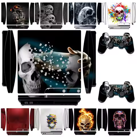 Skull 2302 Vinyl Skin Sticker Protector for Sony PS3 Slim PlayStation 3 Slim and 2 controller skins 