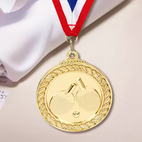 5cm Ping Pong Medal Table Tennis Award Medals with Neck Ribbon Gold/Silver/Bronze Medal Sports Medal