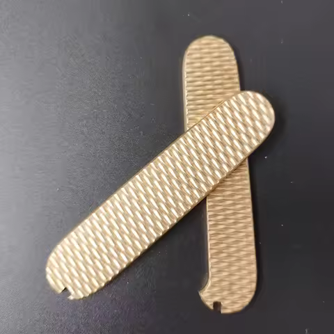 CNC Diamond Pattern Knife Brass Handle Scales For 91MM Victorinox Swiss Army Knives With Slots of To