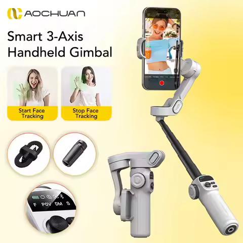 AOCHUAN Smart X2 White 3-Axis Handheld Gimbal Stabilizer With extension rod For iphone And Android S