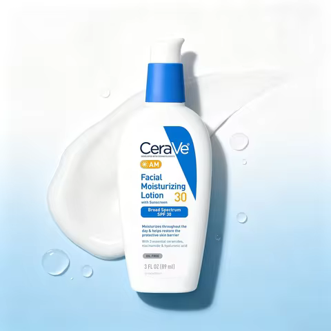 CeraVe AM Facial Moisturizing Lotion with SPF 30, Broad Spectrum Sunscreen, Hyaluronic Acid Niacinam