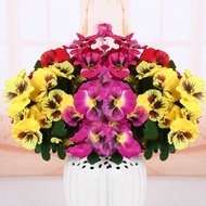 พวงมาลัยผ้าไหมงานแต่งงานช่อดอกไม้ดอกแพนซี่สำหรับงานปาร์ตี้สวนแบบทำมือดอกไม้ผ้าไหมดอกไม้แพรซี่เทียม