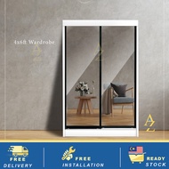 Free Installation | Sliding 2 Door Wardrobe Full Mirror (4ft x 6.5ft) | Almari 2 Pintu | Almari Sliding | Almari Baju