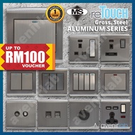 reTouch Switch PREMIUM GrosS. Steel Aluminum Series Designer 1/2/3/4 Gang 1/2Way Wall Switch 13A/15A