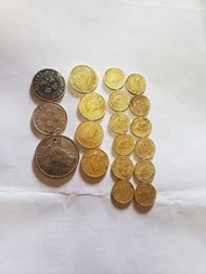 舊香港硬幣 男人五仙十二个五角男女各一个大一元一个男女一毫四个