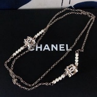 國際精品CHANEL 香奈兒立體雙C方塊珍珠項鍊 代購非預購