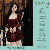 Huong fashion ruffled boat neck dress