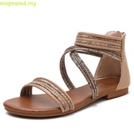 Flat sandals women bohemian versatile fairy style gladiator shoes seaside beach shoes plus size 36-4