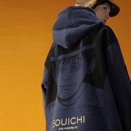 UNVESNO×伊藤潤二聯名款 潮牌寬松加絨情侶款連帽衛衣男SWS-1183