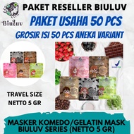 (BIULUV) Reseller PACKAGE 50 PCS BPOM GELATIN MASK / BUSINESS PACKAGE COMEDO MASK BIULUV 5 GR / GELA