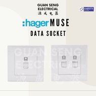 [SG Seller] Hager Muse RJ45 Cat6 Data Socket White | Guan Seng Electrical