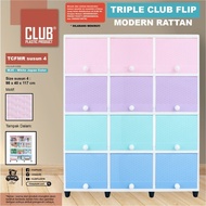 Lemari Plastik Club TRIPLE FLIP 4 Susun 12 Pintu Rak TV Bufet Cabinet