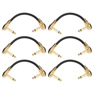 pinkdayone-SG 6 Pcs Guitar Effect Pedal Cable 15cm Inch 1/4 Right Angle Patch for Microphone Amplifi
