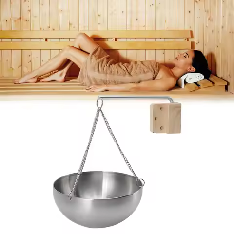 stainless steel Sauna bowl Hanging Aromatherapy Oil Cup with Wooden Block Incense Function For Sauna