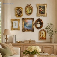 [Ready Stock] Collage Gallery Wall Picture Frames Set of 8 Vintage Gold Resin 8x10 5x7 4x6 Oval Arch