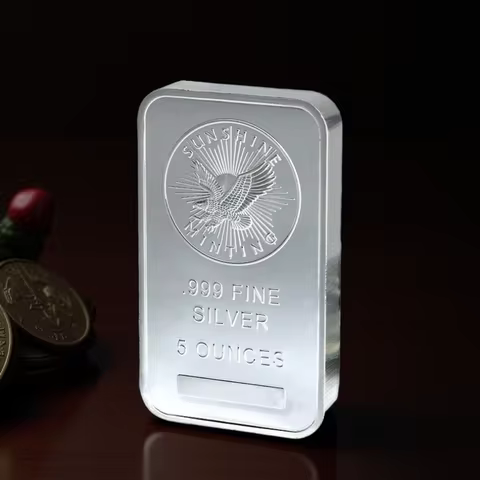 1 Pcs Non Magnetic Sunshine Minting American Bar 5 OZ Silver Plated Badge Collectible Decoration Bar