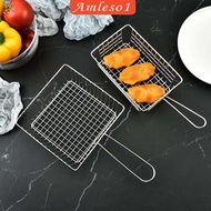 [Amleso1] Wire Fry Basket Stainless Steel Fryer Basket, Fries Basket Strainer for Barbecue, Restaurant, Potatoes Chicken Wing