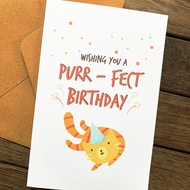 Greeting Card plus Kraft Envelope Birthday Birthday Card Cat Kitten Cat Pun