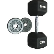 45 LBS ( 20 KGS x 1 pes ) HEX DUMBBELL WITH FREE 2.5LBS X2PES dumbell/barbell plates.