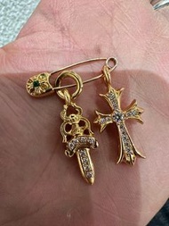 Chrome Hearts 22K gold with diamond Dagger Pendant
