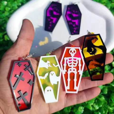 KUGUYS Halloween Women's Earrings Clear Acrylic Gothic Jewelry Spooky Season Gift Accessories