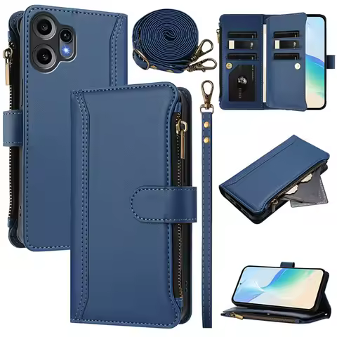CMF Phone2 Pro 5G Crossbody 9-Card Zipper Leather Case For Nothing CMF Phone 2 Pro Wallet Funda for 