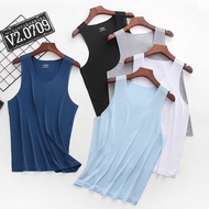Foreign Trade Shipping Men Ice Silk Vest Youth Slim-fit Sports Fitness Bottoming Shirt Sleeveless T-