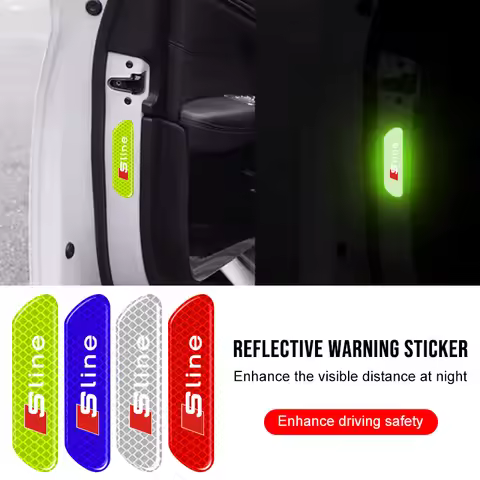 4Pcs Car Door Sticker Safety Warning Reflective Mark Caps For Audi c A1 A3 A4 A5 A6 A7 A8 B5 B6 B7 B