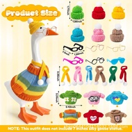 24Pcs Desk Goose Outfits 7inch Mini Goose Knitting Clothes with Hats Sweater Sunglasses Scarves, Sma