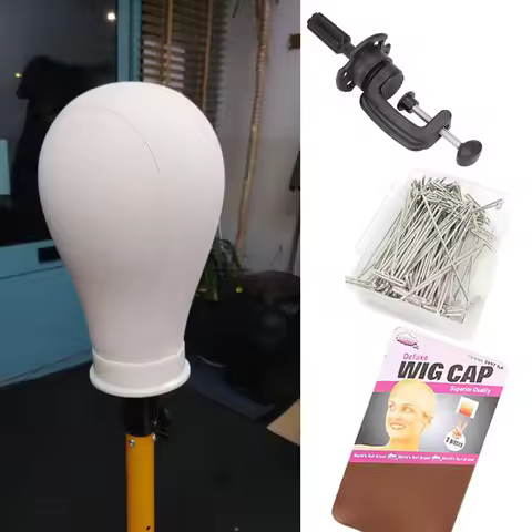 Canvas Wig Head Wig Stand 21-24inch Mannequin Head for Hairstyling Displaying Making Wig Stand With