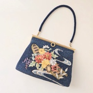 vintage 串珠包 花筏 藍色 派對包 宴會包 手工 串珠刺繡 復古