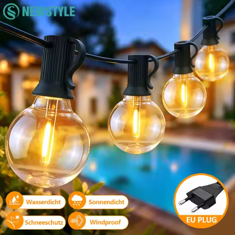 G40 LED Outdoor String Lights LED Waterproof Shatterproof Globe Bulb EU Plug 7.6-30Meter G40 Garland