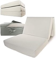 Portable Mattress - Folding Memory Foam Guest Fold Up Bed w/Case | Tri-Fold (6 Inch) Travel Away Floor, Futon &amp; Camp Cot Topper for Fast Trifold Foldable (Fold-Up &amp; Fold-Out) Sleep Comfort (Twin)